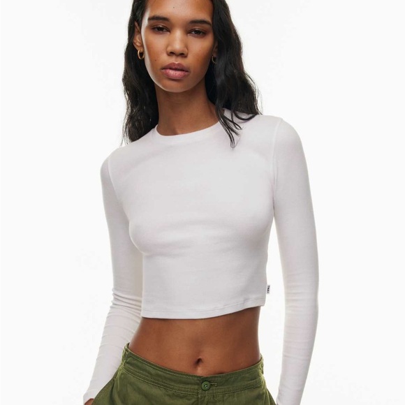 TNA- Aritzia White HomeStretch™ Crew Waist Longsleeve size Large - Picture 1 of 10